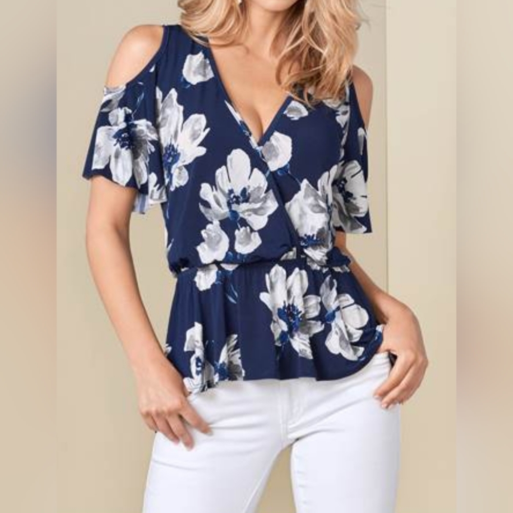 Venus Floral Cold Shoulder Prrint Top💝🌺